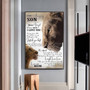 Mother son lion motivational wall art, personalized with child's name, meaningful Mother's Day gift for living room