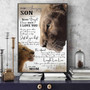 Mother son lion motivational wall art, black and white portrait, custom names and date, inspiring quote for living room decor