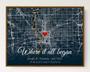 Romantic Where We Met Map Canvas - Personalized Anniversary, Wedding Gift For Couples