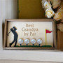 Golf course themed home sign personalized with names for Grandpa or Dad, unique Father's Day gift, vintage green palette, horizontal layout