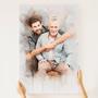 Personalized Dad Memorial Canvas - Heartfelt Condolence Gift With Custom Watercolor Family Portrait