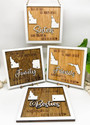Long-distance family wooden sign, natural pine, custom names with two cities and miles, Christmas gift for far families