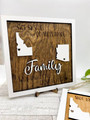 Long-distance family wooden sign, vertical framed design, custom names and coordinates, thoughtful gift for parents apart