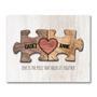 Heartfelt Puzzle Piece Canvas Wall Art For Couples - Romantic Gift With Woodgrain Theme