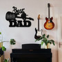 Best Dad Ever metal sign for outdoor patio, guitar motif customized with names; gift for music-loving dads and backyard decor