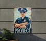 Law Enforcement Decor Vintage Metal Sign For Police Dad - Officer Gift, Thin Blue Line Art