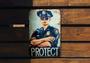 Law Enforcement Decor Vintage Metal Sign For Police Dad - Officer Gift, Thin Blue Line Art