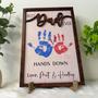 Best Dad Ever Personalized Wooden Sign With Handprints - Thoughtful Father's Day Gift For Dad's Office