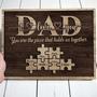 Touching Dad Puzzle Canvas With Children's Names - Personalized Wall Art For Father's Day And Home Decor