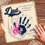 Personalized baseball handprint sign for Dad, DIY gift for Father's Day, blue handprint, custom name under baseball graphic