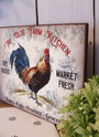 Rooster theme farmhouse canvas art for kitchen, personalized with family names, shabby chic decor for a housewarming gift
