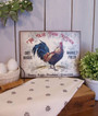 Shabby chic farmhouse rooster kitchen canvas art, personalized with names, charming rustic accent for cottage-style decor