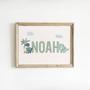 Dinosaur Nursery Canvas For Boys - Unique Art For Baby Rooms | Custom Name Wall Decor