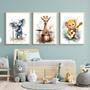 Adorable Jungle Safari Animal Canvas For Baby Nursery - Musical Instrument Wall Art