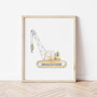 Construction vehicle canvas wall art set for boys room, neutral-toned transportation prints perfect for baby nursery decor