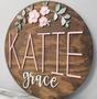 Personalized Baby Girl Wood Sign - Floral Boho Decor for Nursery Room