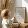 Vintage alphabet canvas wall art, beige serif letters A-Z for gender-neutral nursery, classroom-friendly decor for toddlers Vintage alphabet canvas wall art, beige serif letters A-Z for gender-neutral nursery, classroom-friendly decor for toddlers