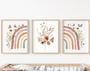 Set of 3 Boho Rainbow Nursery Canvas For Baby Girl - Dreamy Wildflowers Wall Art - Nursery Ideas