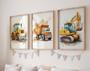 Construction Nursery Canvas Wall Art For Baby Boy's Room - Truck Playroom Theme Decor