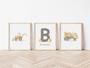 Personalized Construction-Themed Nursery Canvas Set For Baby Boy's Room Decor