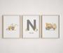 Personalized Construction-Themed Nursery Canvas Set For Baby Boy's Room Decor