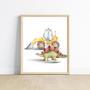 Baby Boy Dinosaur Canvas Set - Construction Theme Nursery Wall Art