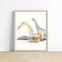 Baby Boy Dinosaur Canvas Set - Construction Theme Nursery Wall Art