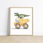 Baby Boy Dinosaur Canvas Set - Construction Theme Nursery Wall Art