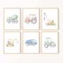 Construction Vehicle Canvas Set For Baby Boy Nursery Decor - Transportation Wall Art Prints For Boys Room