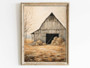 Vintage countryside barn canvas wall art, rustic farmhouse style accent for living room or hallway country decor