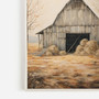 Rustic farmhouse barn canvas wall art in vintage style, ideal for country home decor and cozy farmhouse living spaces
