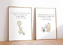 Winnie the Pooh canvas wall art, personalized nursery decor with custom name in classic style, keepsake for baby's room