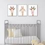 Heartfelt Giraffe Nursery Canvas Trio For Girl's Bedroom Decor - Adorable Kids Room Art