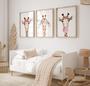 Heartfelt Giraffe Nursery Canvas Trio For Girl's Bedroom Decor - Adorable Kids Room Art