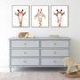 Heartfelt Giraffe Nursery Canvas Trio For Girl's Bedroom Decor - Adorable Kids Room Art