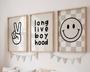 Boy Nursery Canvas Wall Art With Checkered Pattern - Long Live Boyhood Quote For Kids Room DéCor