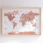 Nursery World Map Canvas For Kids Room Decor - Educational & Travel Theme Animal Watercolor Art