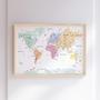 Pastel Nursery World Map Canvas For Kids Room Travel Themes