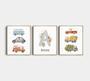 Vehicle Nursery Wall Art For Baby Boys Canvas | Custom Name Prints With Trucks And Cars For Playroom