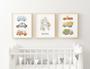 Vehicle Nursery Wall Art For Baby Boys Canvas | Custom Name Prints With Trucks And Cars For Playroom