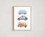 Vehicle Nursery Wall Art For Baby Boys Canvas | Custom Name Prints With Trucks And Cars For Playroom