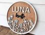 Personalized Round Wood Nursery Sign With Wildflower Design For Baby Girl's Room Decor Above Crib