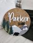 Personalized Round Wood Nursery Sign With Woodland Theme For Boys Room Or Baby Shower Gift