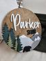 Personalized Round Wood Nursery Sign With Woodland Theme For Boys Room Or Baby Shower Gift