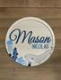 Personalized Whale Round Wood Sign - Ocean Theme Decor for Baby Room