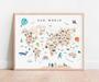 Educational Safari Animal Nursery World Map Canvas For Kids Room Decor Digital Download