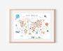 Educational Safari Animal Nursery World Map Canvas For Kids Room Decor Digital Download