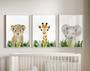 Personalized Safari Nursery Canvas Set For Baby Shower Animal Wall Art