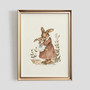 Peter Rabbit canvas nursery art featuring mother and baby bunny in vintage style, antique-inspired decor for baby girl room