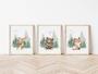 Personalized Woodland Nursery Canvas For Kids Room - Bear And Forest Watercolor Art